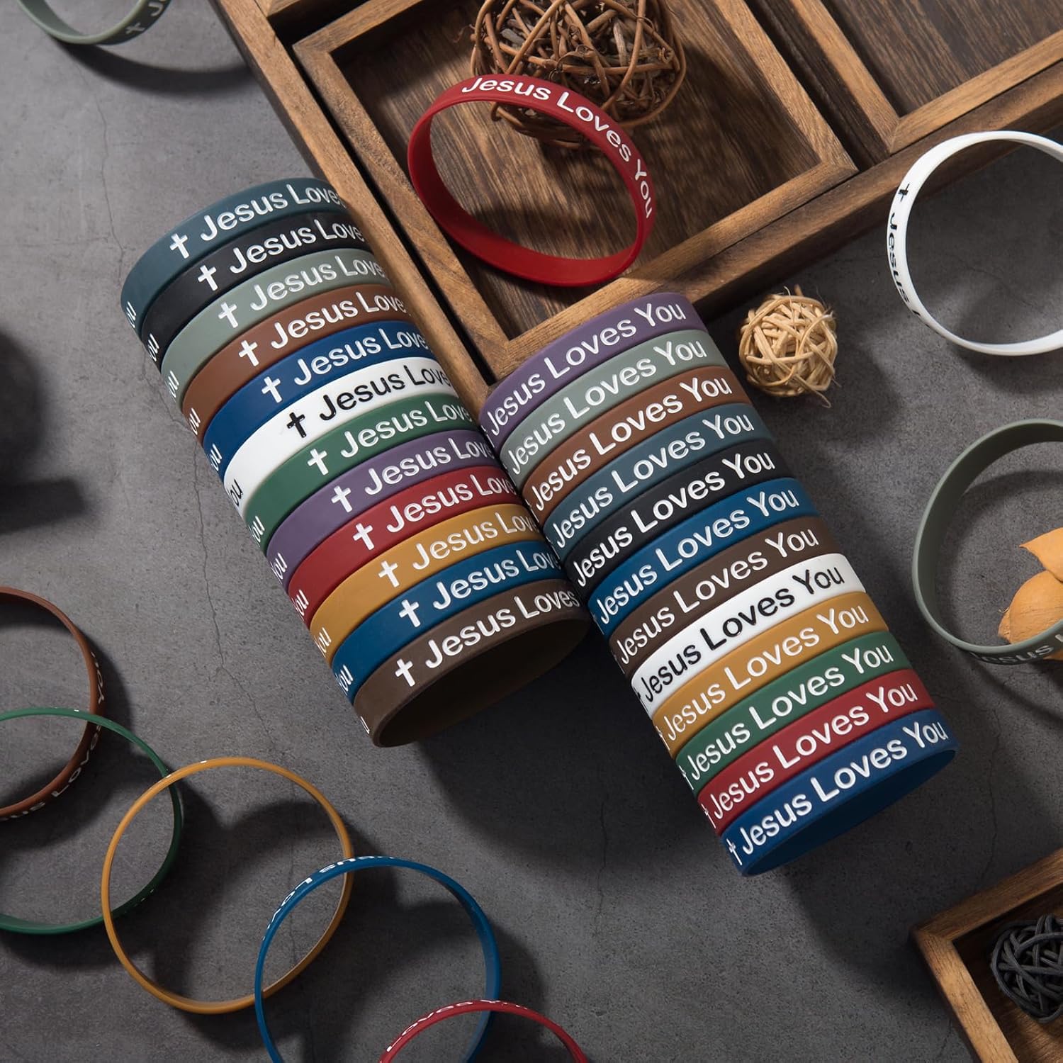 Jesus Loves You Silicone Wristbands Christian Jesus Bracelet For Men Women Party Favors Adults Multicolored