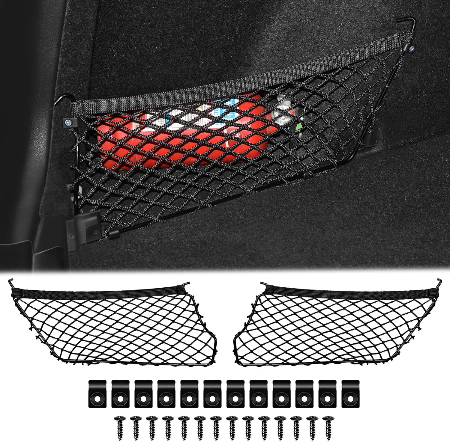 Side Cargo Organizer Nets Set Fit for 2017-2022 Honda CR-V Fuel Model, Trunk Organizer Cargo Net Nylon Cargo Storage Mesh Net Luggage Nets for 2022 Honda CRV Accessories(17-22 Fuel Model)
