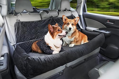 Asiento de automóvil para perro para asiento trasero, asiento elevador para mascotas, cama de viaje para cachorros con cinturón de seguridad,