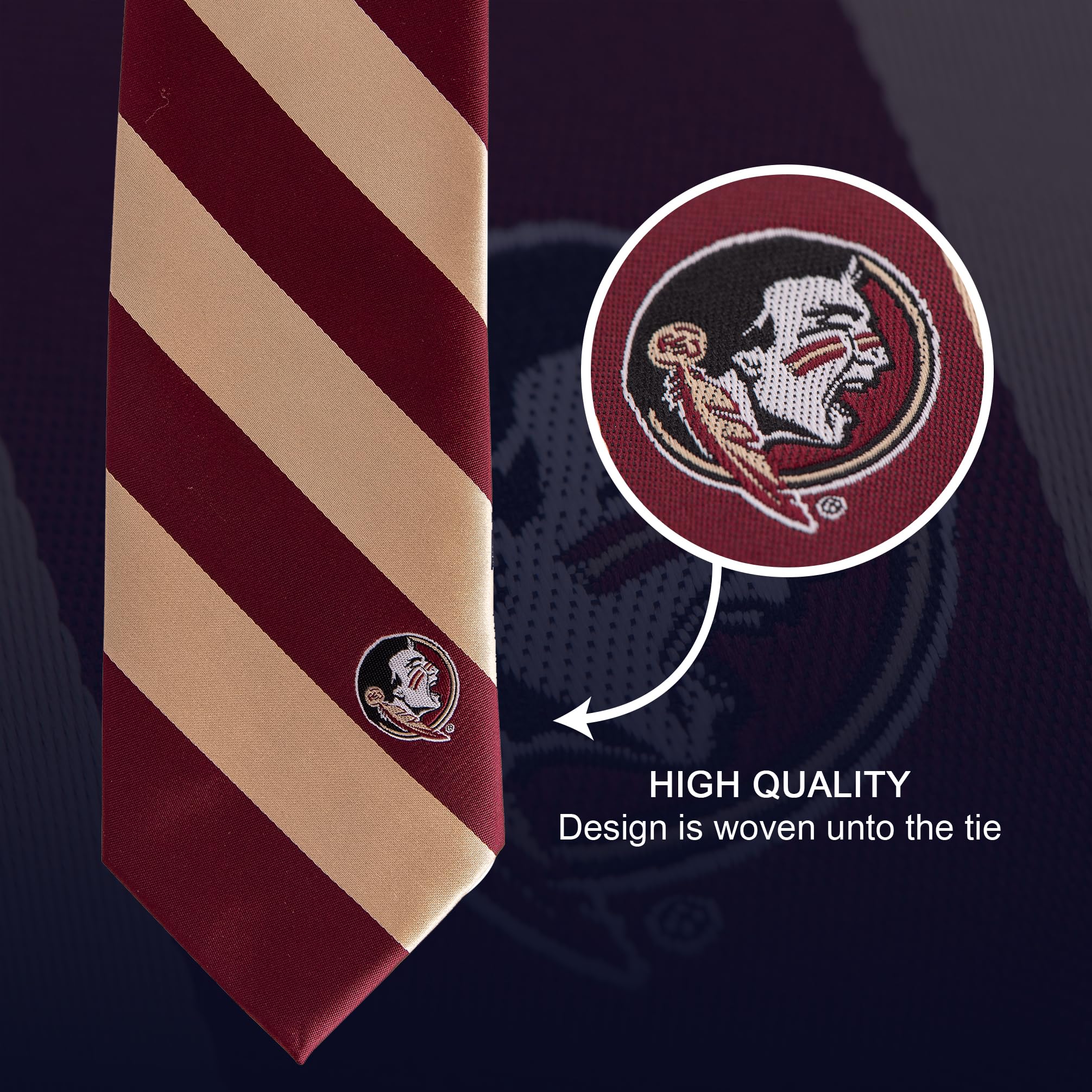 Desert Cactus Florida State University Tie Seminoles FSU, 100% Polyester, with Logo