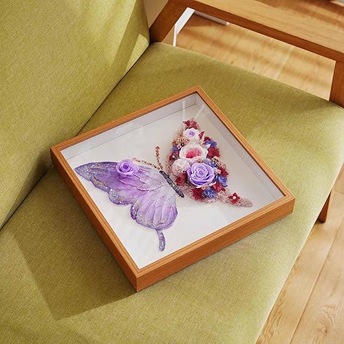 Miniatura 7 de ADDWel Marco de caja de sombra de mariposa preservada de 12 x 12 pulgadas, marco de fotos único de mariposa, regalo de rosas eternas para mujeres,