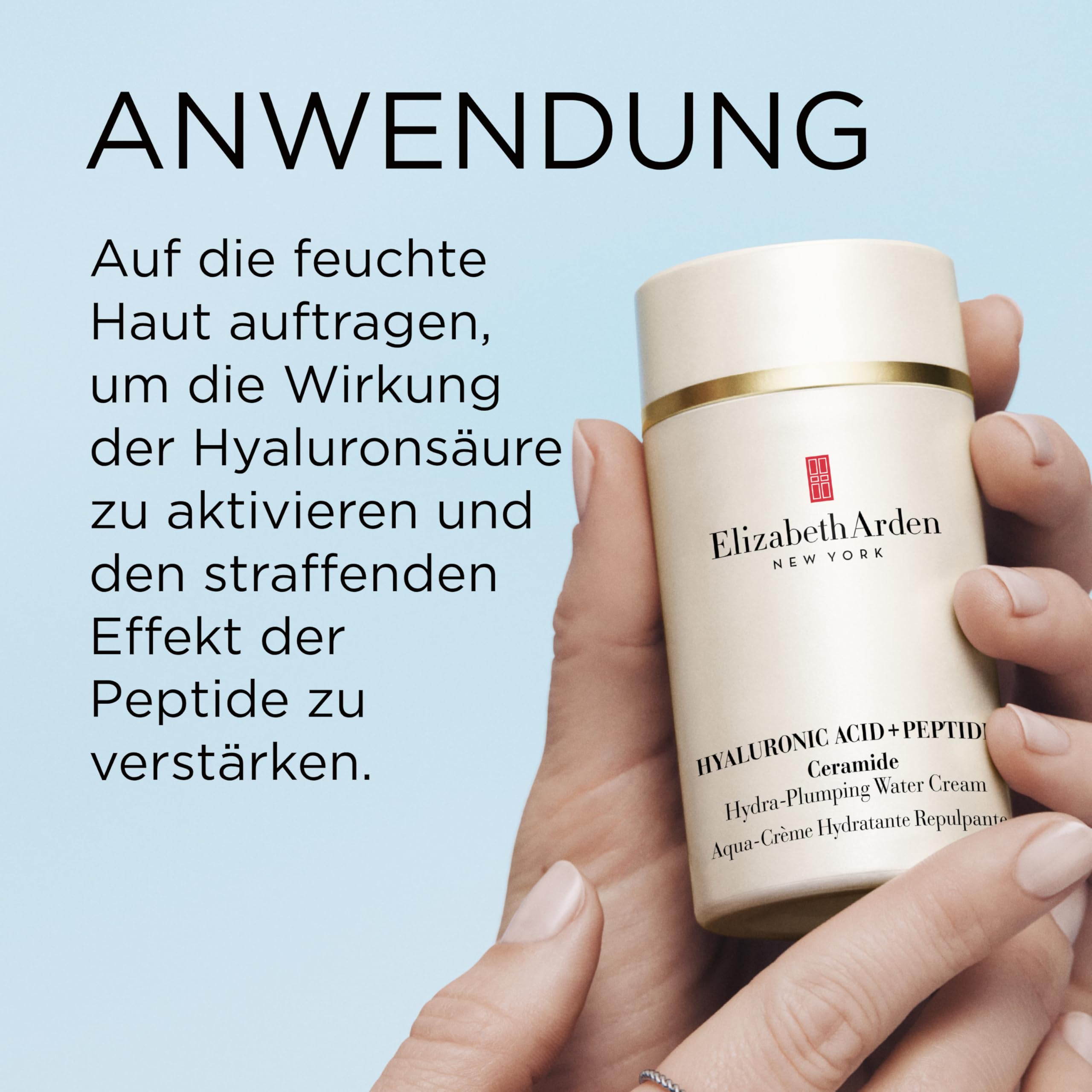 Elizabeth Arden – Hyaluronsäure + Peptide Ceramide Water Cream, Feuchtigkeitscreme mit 5D HA, Peptiden & Ceramiden für prallere, straffere & strahlende Haut, leichte Gesichtspflege, für alle Hauttypen