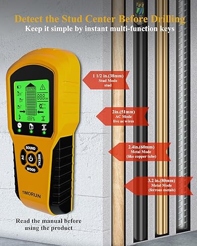 Miniatura 2 de Escáner de pared 6 en 1 mejorado para detectar paneles de yeso, vigas centrales de madera, metal, cables de CA con sensor magnético, regalos para