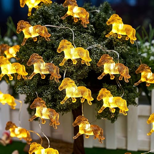 JASHIKA Guirnalda de luces únicas para caballo, regalos para niñas, lindas luces decorativas de poni de doble color, 8.5 pies, 20 LED, funciona con