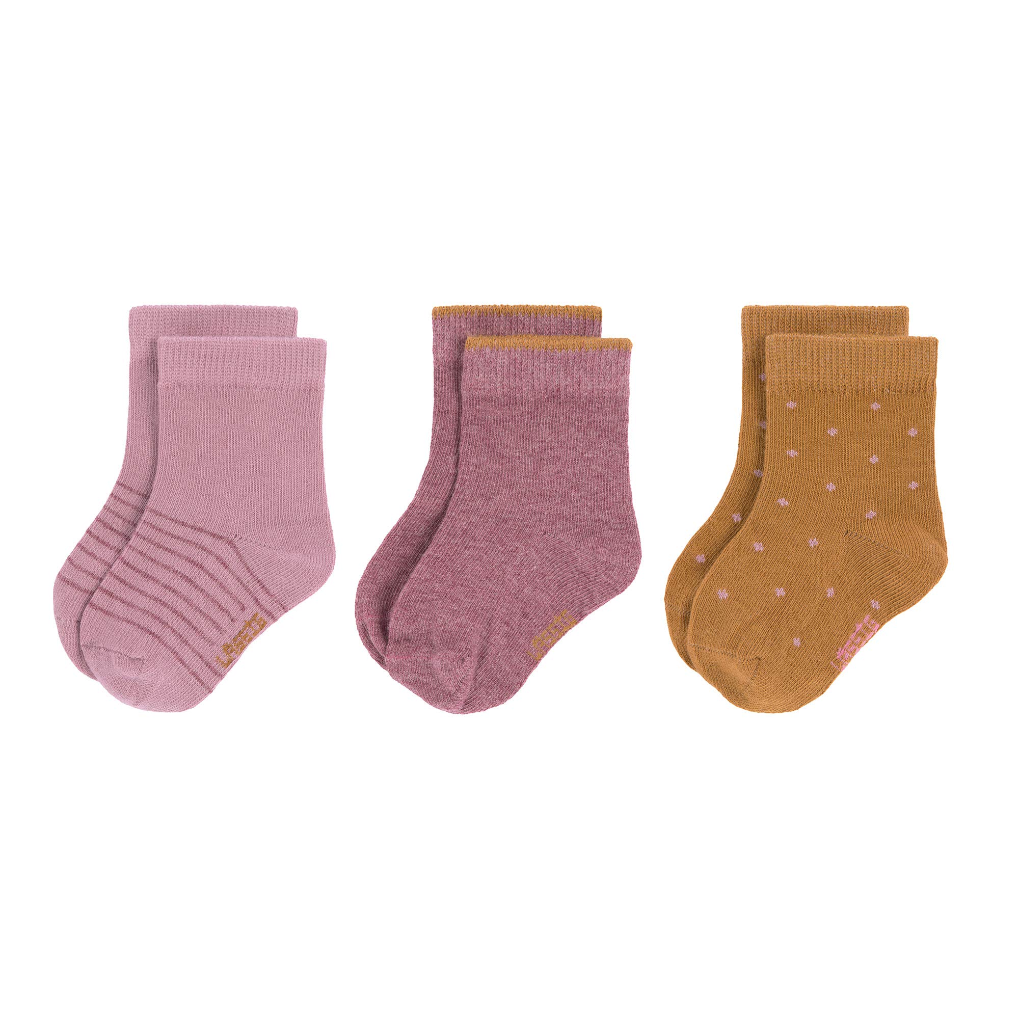 LÄSSIG Baby Kids Socks GOTS 3 pcs. assorted rosewood, Size: 27-30
