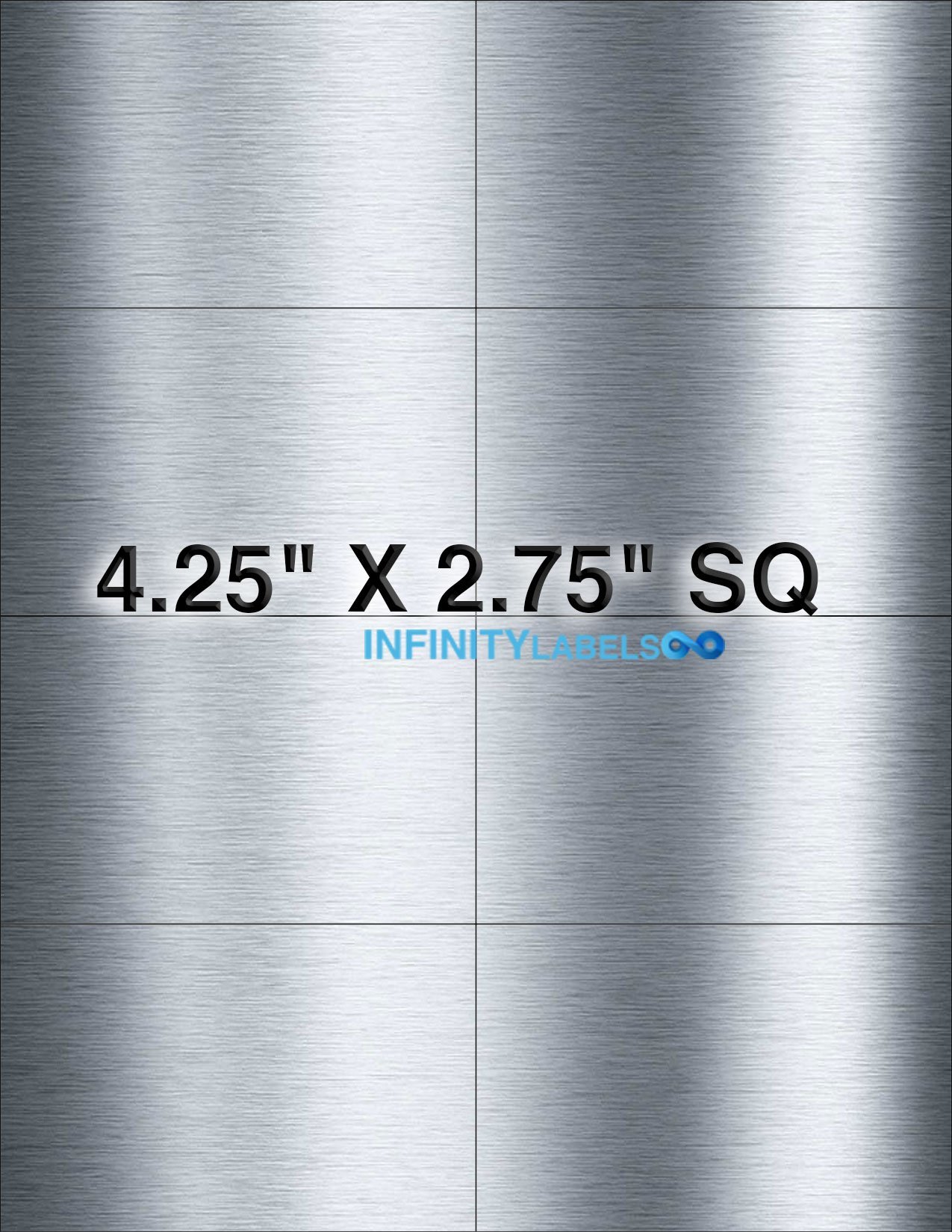 200 Laser Label Sheets, Shiny Silver Paper 4.25in. x 2.75in. Supplied 8 Labels Per Sheet.