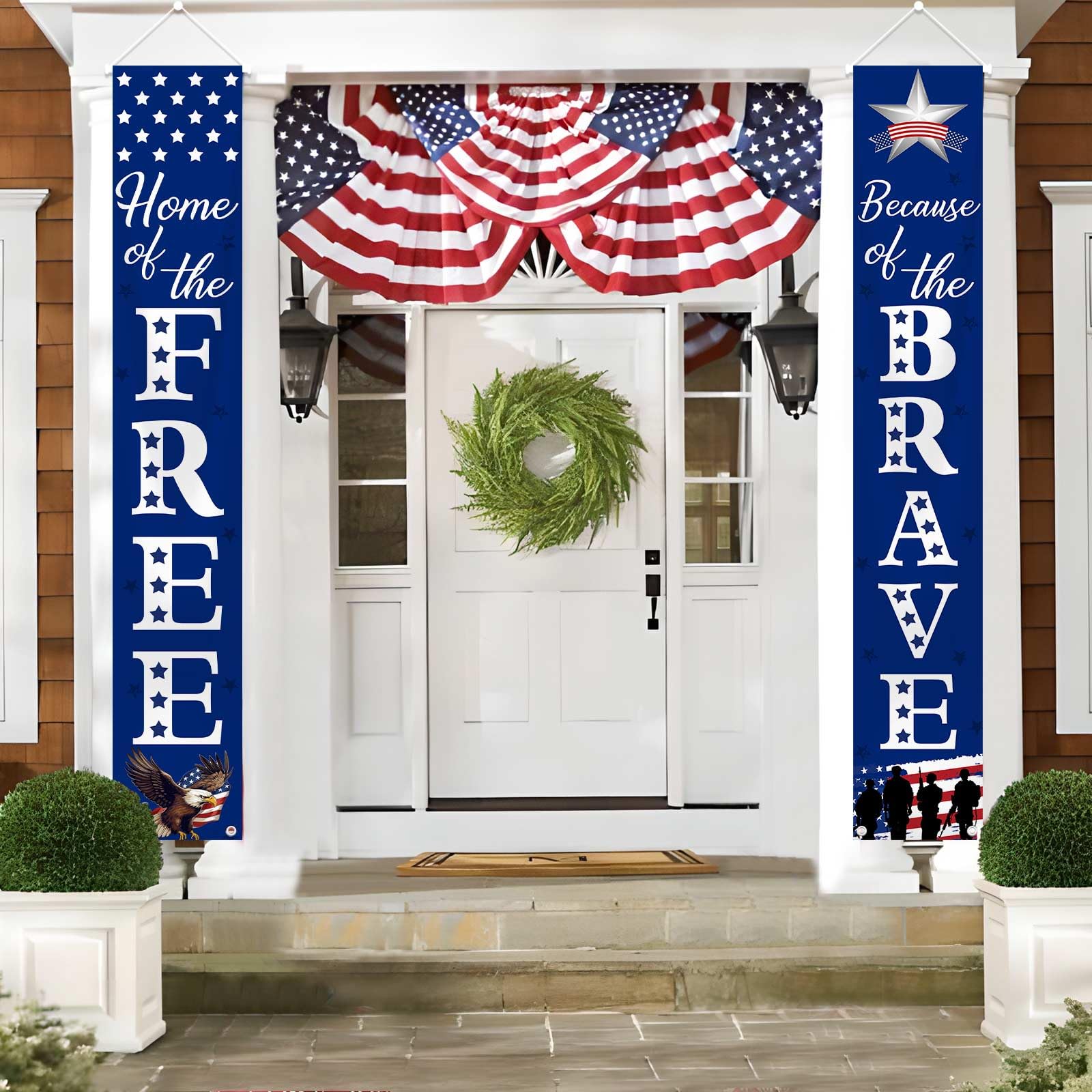 MEHOFOND USA Flag Patriotic Soldier Porch Sign Banners,Patriotic Decoration for Memorial Day, 4th of July Decor Hanging,Independence Day Veterans Day Labor Day Hanging Banner for Yard Indoor Outdoor