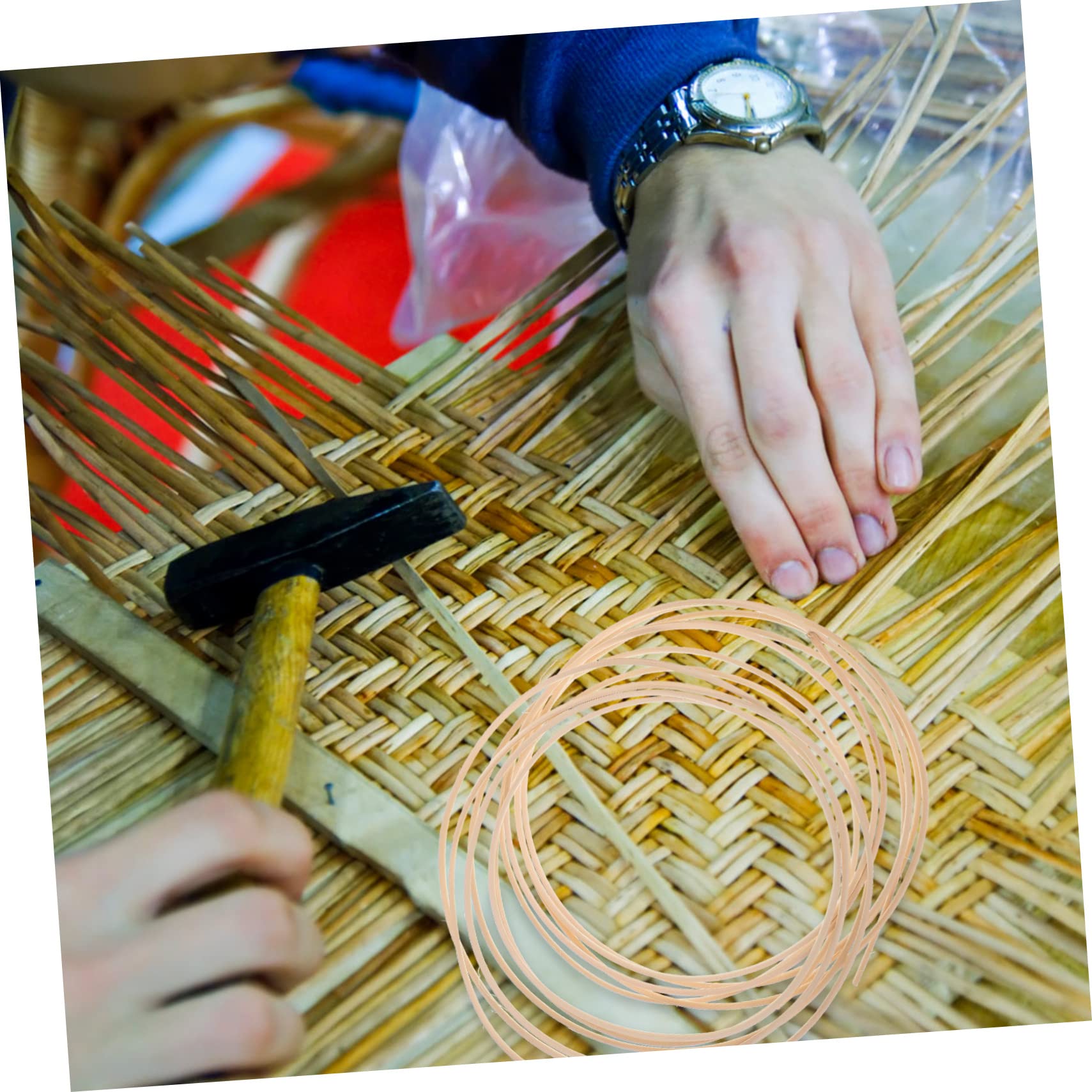 1 rollo de material de tejido de ratán, kit de reparación de muebles, kit de reparación de mimbre, cesta de cinchas, mimbre de ratán, material de reparación de muebles, correas de madera, caña natural