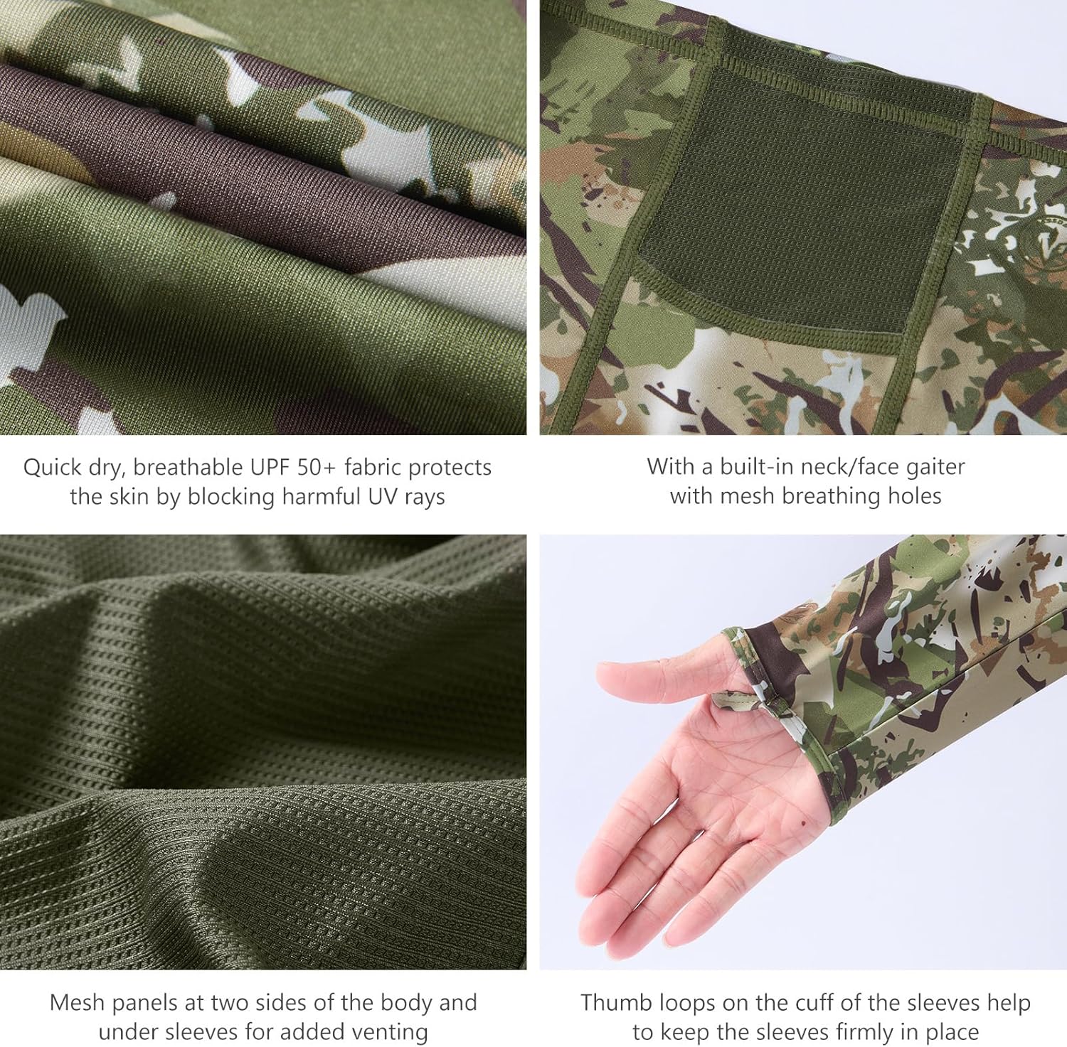 BASSDASH Men's UPF 50+ Camo Long Sleeve Hunting Fishing Hoodie Shirt - Image 4