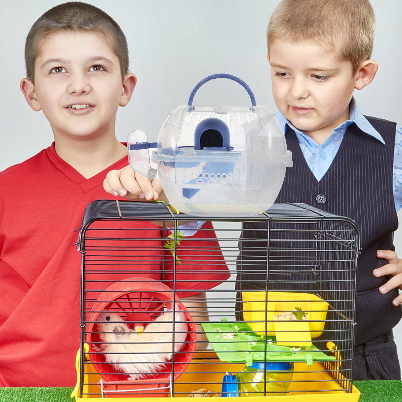 TEHAUX Kunststoff-Hamster-transportbox Atmungsaktiver Hamsterkäfig für Kleintiere Wie Hamster Mäuse Frettchen Kompakt Leicht und Einfach zu Transportieren für Ausflüge und Reisen