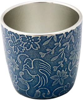Osaka Tinware (Suzuki), Guinomi, Flower Cho-Fugetsu, Blue, Gift Wrapping Specifications