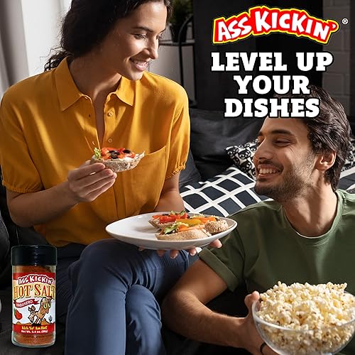 Miniatura 3 de ASS KICKIN' Habanero - Sal picante picante  Tarro coctelero de 3.4 onzas  Sal caliente con sabor perfecto para condimentos de palomitas de maíz, sal