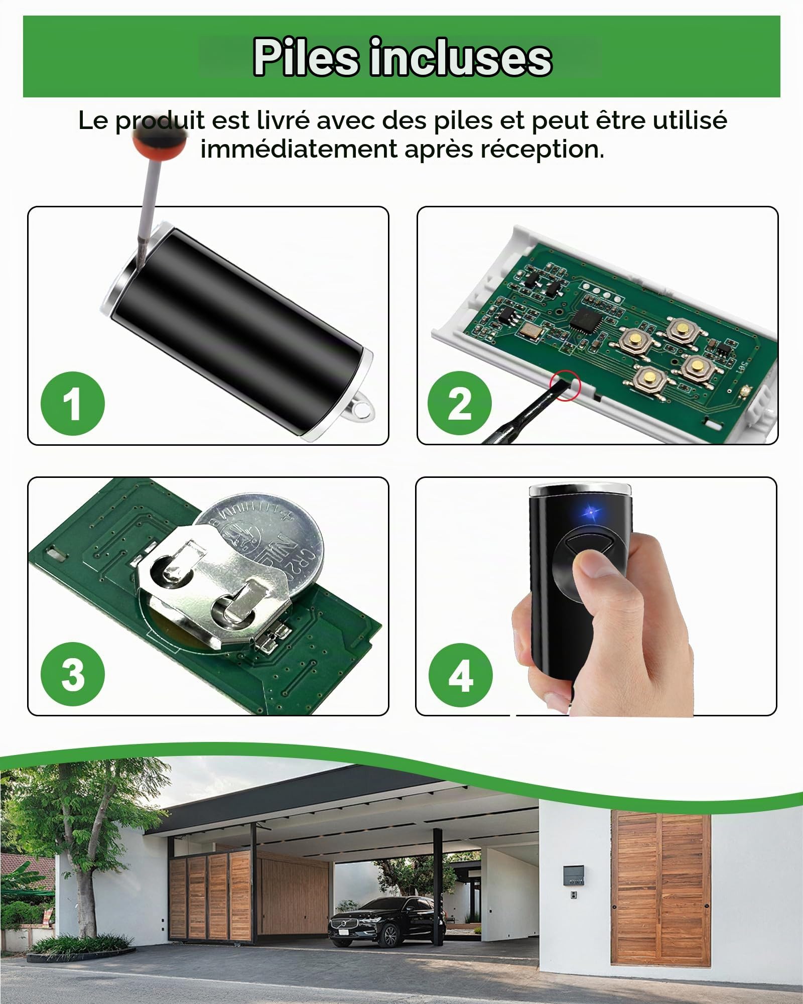 868MHz Telecommande Portail, Handsender pour HSE2-868-BS, HSE-4-868-BS, HS1-868-BS, HS4-868-BS, HSS4-868-BS, HSP4-868-BS, Télécommande de Portail pour Hormann Handsender, 4 Canaux (2 Canaux-3PCS)