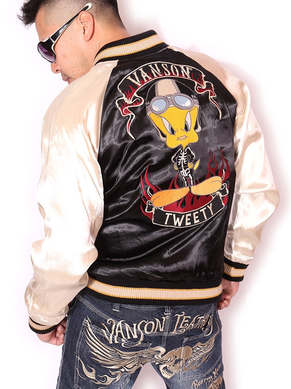 ＊VANSON×ルーニー・テューンズ リバーシブル 刺繍 スカジャン M 81An18QYIQL.jpg