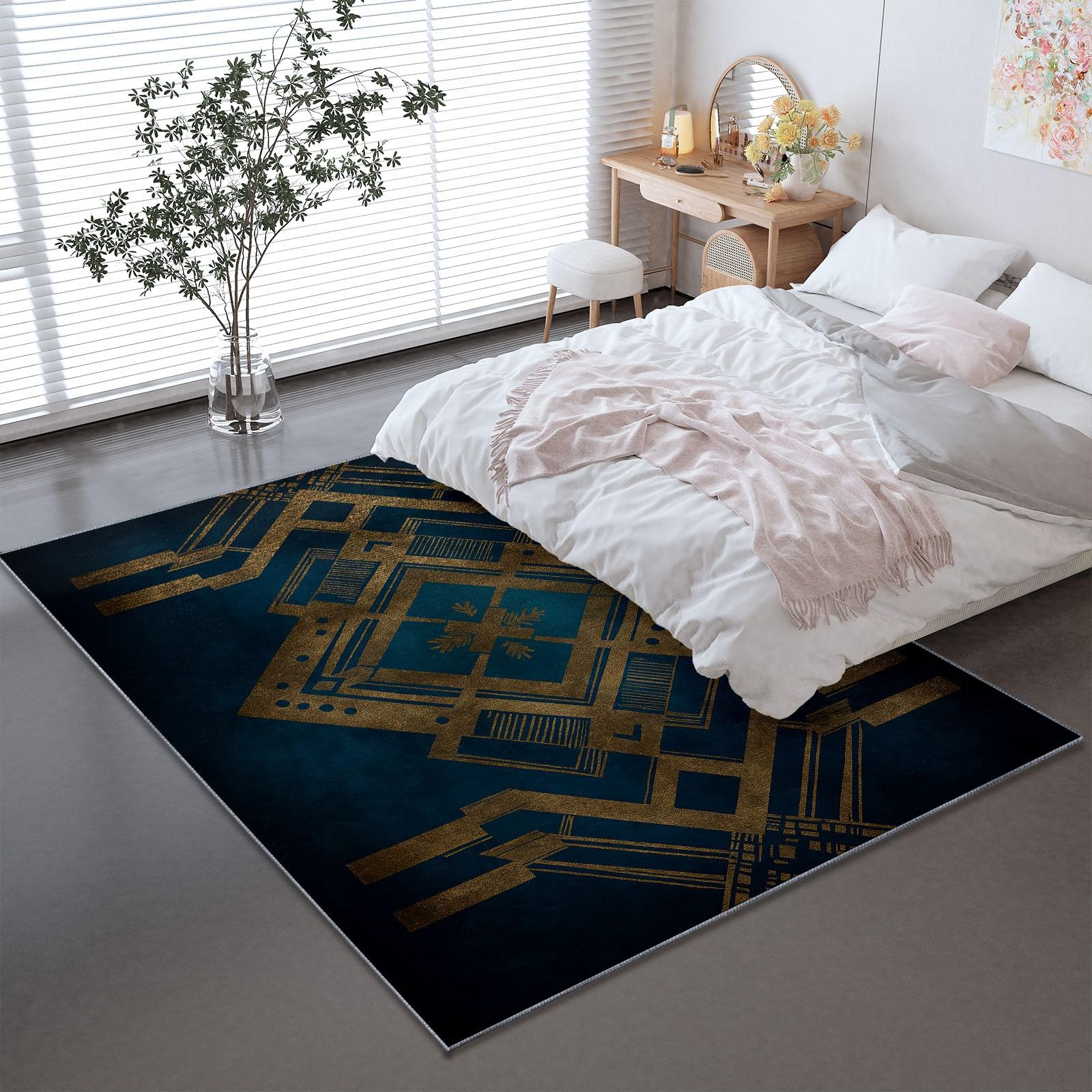 Tapis de salon lavable et antidérapant motif minimaliste 120x180 cm