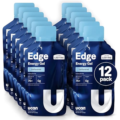 UCAN Edge Energy Gel Shots, Unflavored (12, 2 Ounce Packets) for Running, Training, Workouts, Fitness, Cycling, Crossfit | Sugar-Free, Vegan, & Keto Friendly Energy