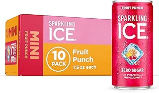 Sparkling Ice Fruit Punch Sparkling Water, with Antioxidants and Vitamins, Zero Sugar, 7.5 fl oz Mini Cans (Pack Of 10)