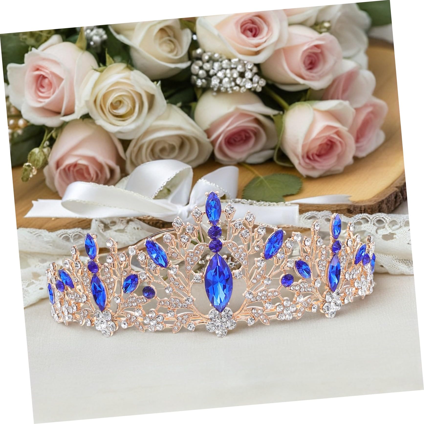 Outanaya Conjuntos de Joyas de Novia Tiara Brillante Collar y Pendientes de Gemas de Imitación para Boda Fiesta de Cumpleaños Accesorios de Novia