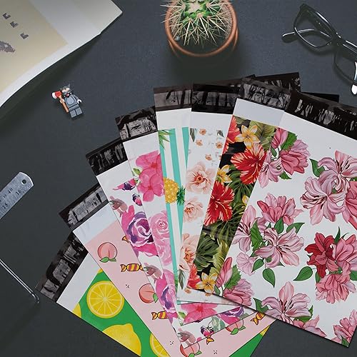 Miniatura 2 de Sobres de polietileno para despegar y sellar, bolsas de envío de 10 x 13 pulgadas, con patrón de trompeta, impermeables, autoadhesivas, paquete de