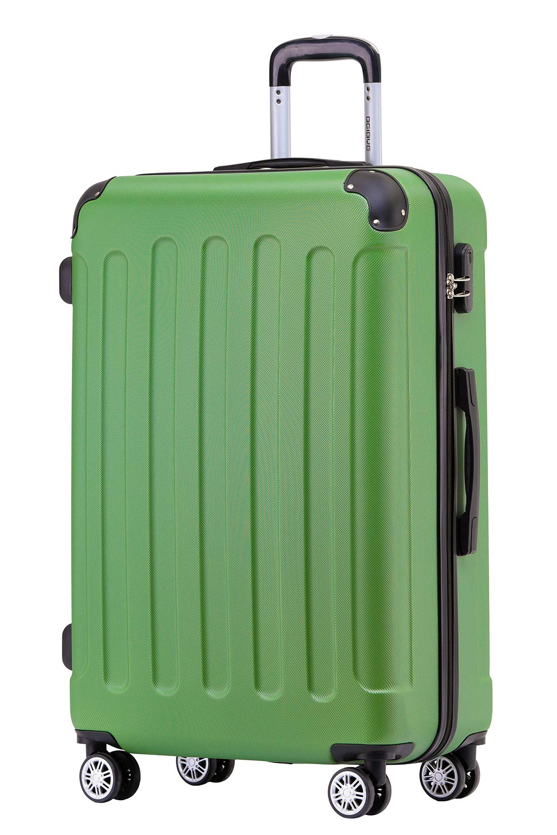 BEIBYE Hartschalenkoffer L 66 cm – mittelgroßer Reisekoffer, leicht, robust, ABS, 360° Doppelrollen, Zahlenschloss, Olive