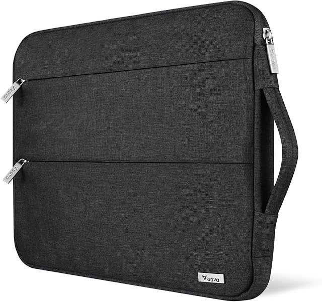 Voova 13 13.3 14 Inch Laptop Sleeve Case for MacBook Air 13 M1/M2 2020-2022,MacBook Pro 13/14,13.5"Surface Laptop 4,Dell XPS 13,Chromebook 14,Waterproof Computer Bag Cover with Handle,Black