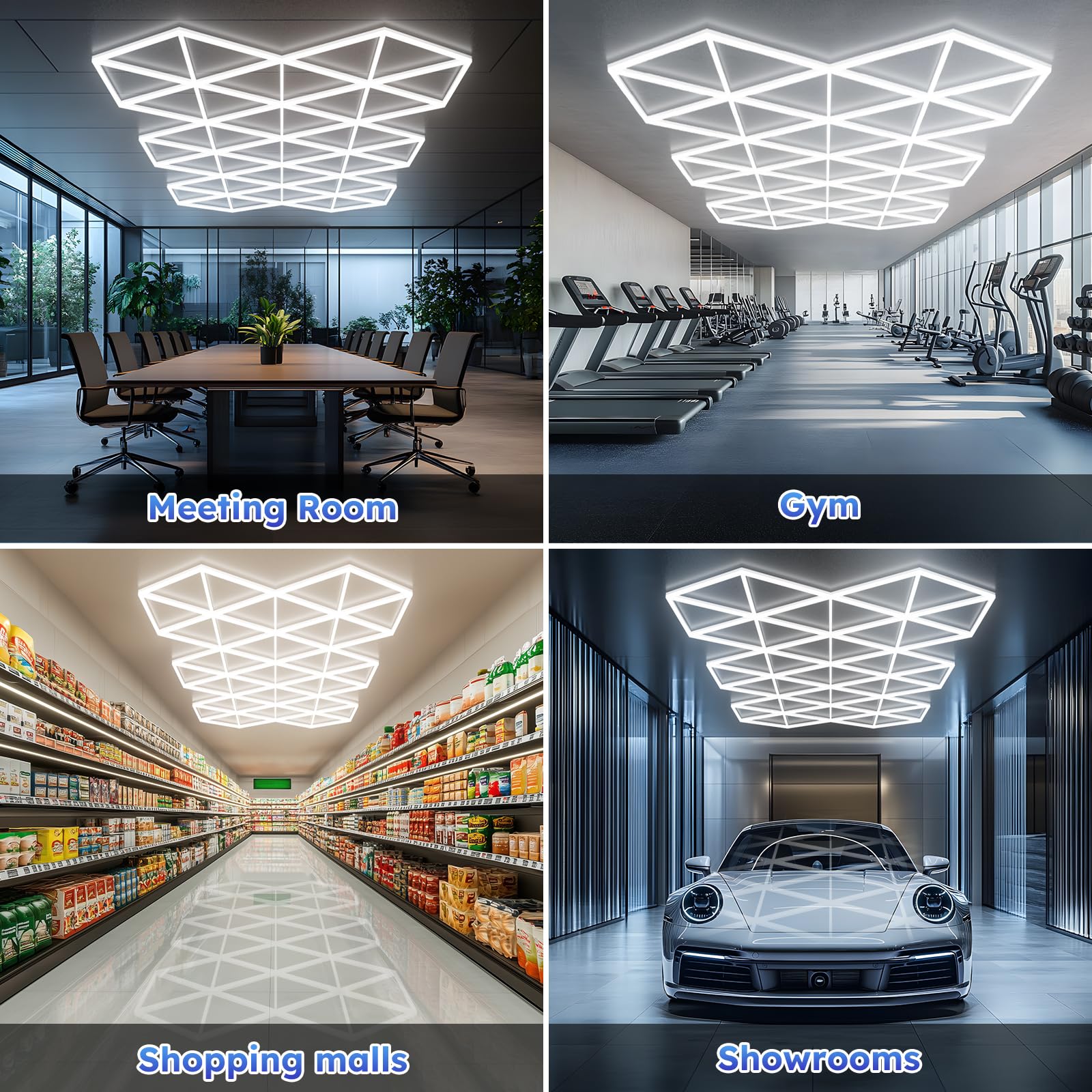 Triangle LED Garage Light - 71 Pack Hexagonal Lights, 710W 78100LM