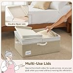 GRANNY SAYS Fabric Storage Bins with Lids, Large Storage Box with Lid, Clothes Boxes for Shelves, Lidded Closet Storage Bins Organizers for Wardrobe Organizing, White Brown, 2-Pack