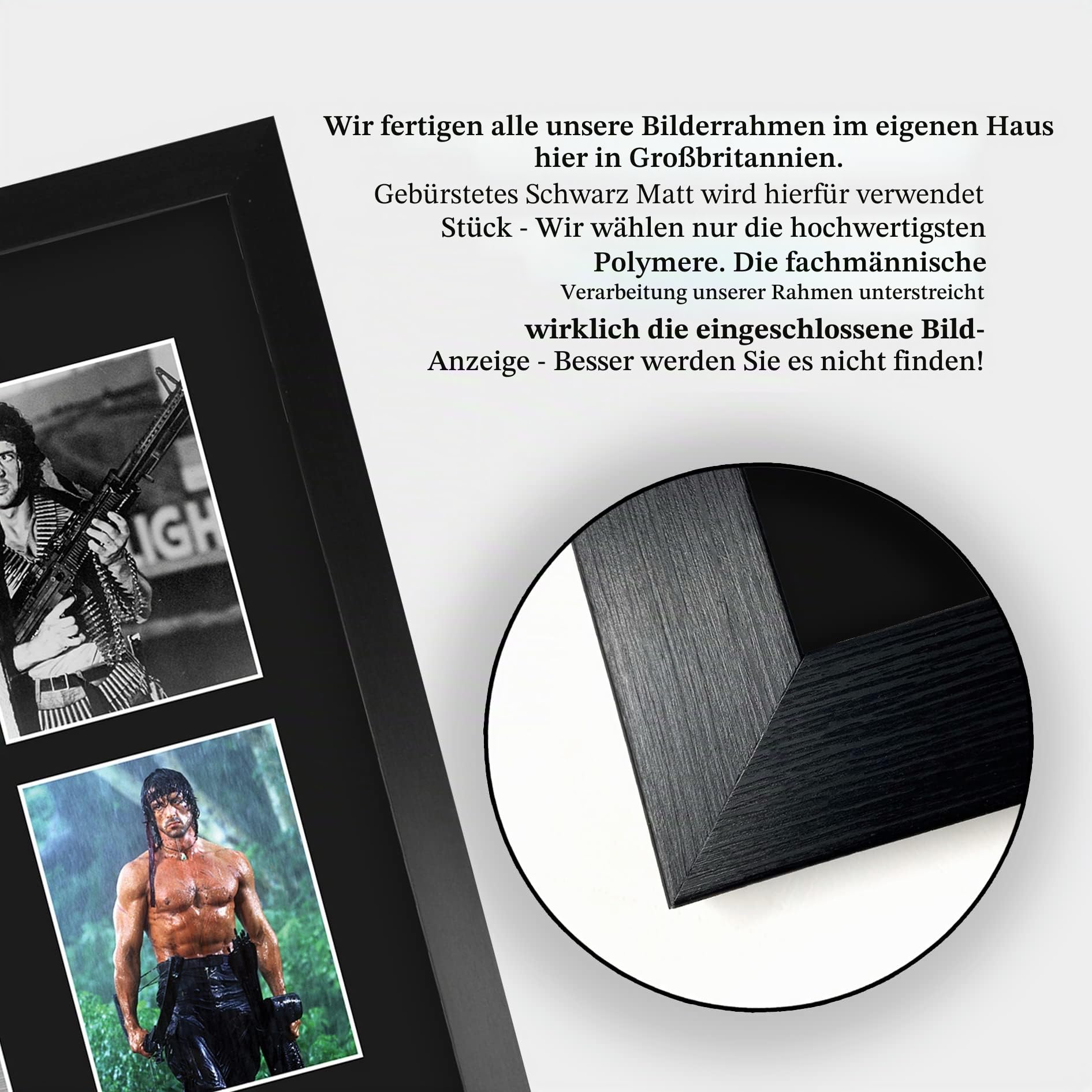 HWC Trading FR A3 Sylvester Stallone Rambo Geschenke Gedruckt, Signiert Autogramm Bild Display Für Film-Erinnerungsstücke-Fans - A3 Eingerahmt