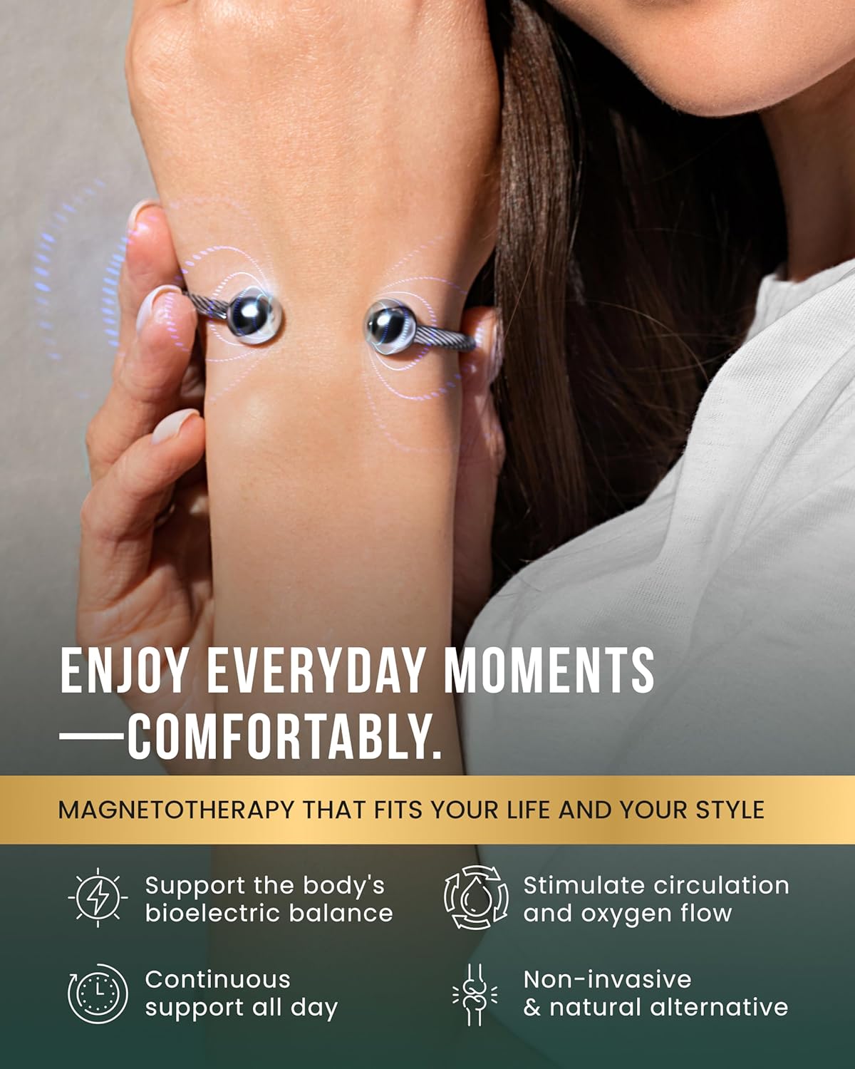 MagnetRX® Magnetic Bracelet Cuff - Twisted Cable Stainless Steel Bangle Magnetic Bracelets - Elegant Golf Bracelet Men & Women (Silver | Medium) - Image 3