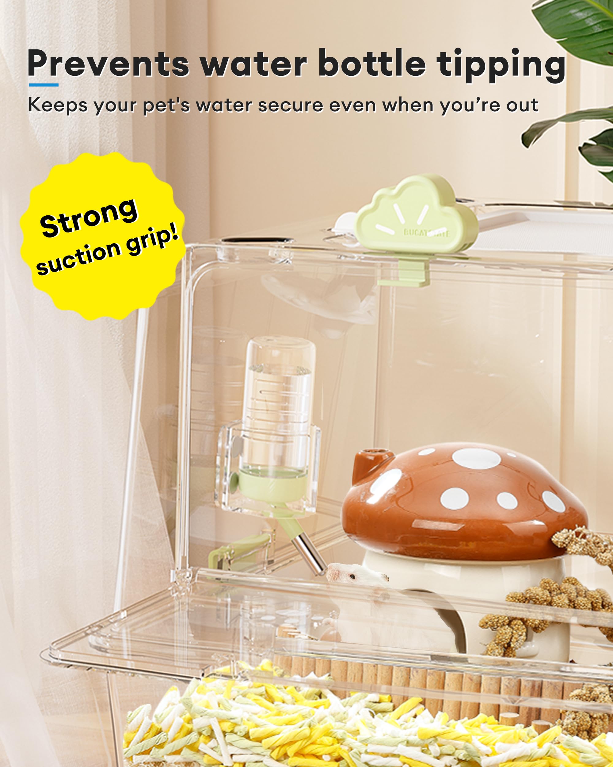 BUCATSTATE Hamster Water Bottles Holder with Magnetic, Drop-Resistant Water Bottle Stand with Adjustable Height - Image 3