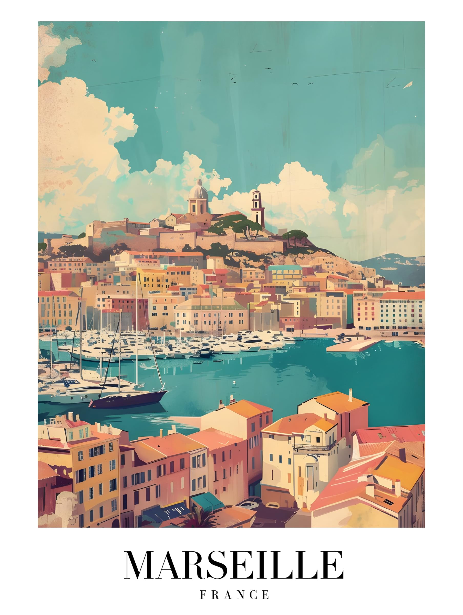 MARSEILLE Travel Metal Sign Plaque Print Poster Gift Dad Mum Man Cave Shed Garage Tin Signs Art Vintage Retro Home Bar Ref24309 (10X8 inches (Approx)25cmx20cm)