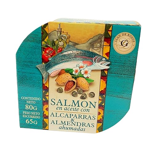 Salmón en Aceite con Acaparras y Almendras Ahumadas Salmón en Aceite con Acaparras y Almendras Ahumadas Granjas Patagónicas 80 g 282 oz