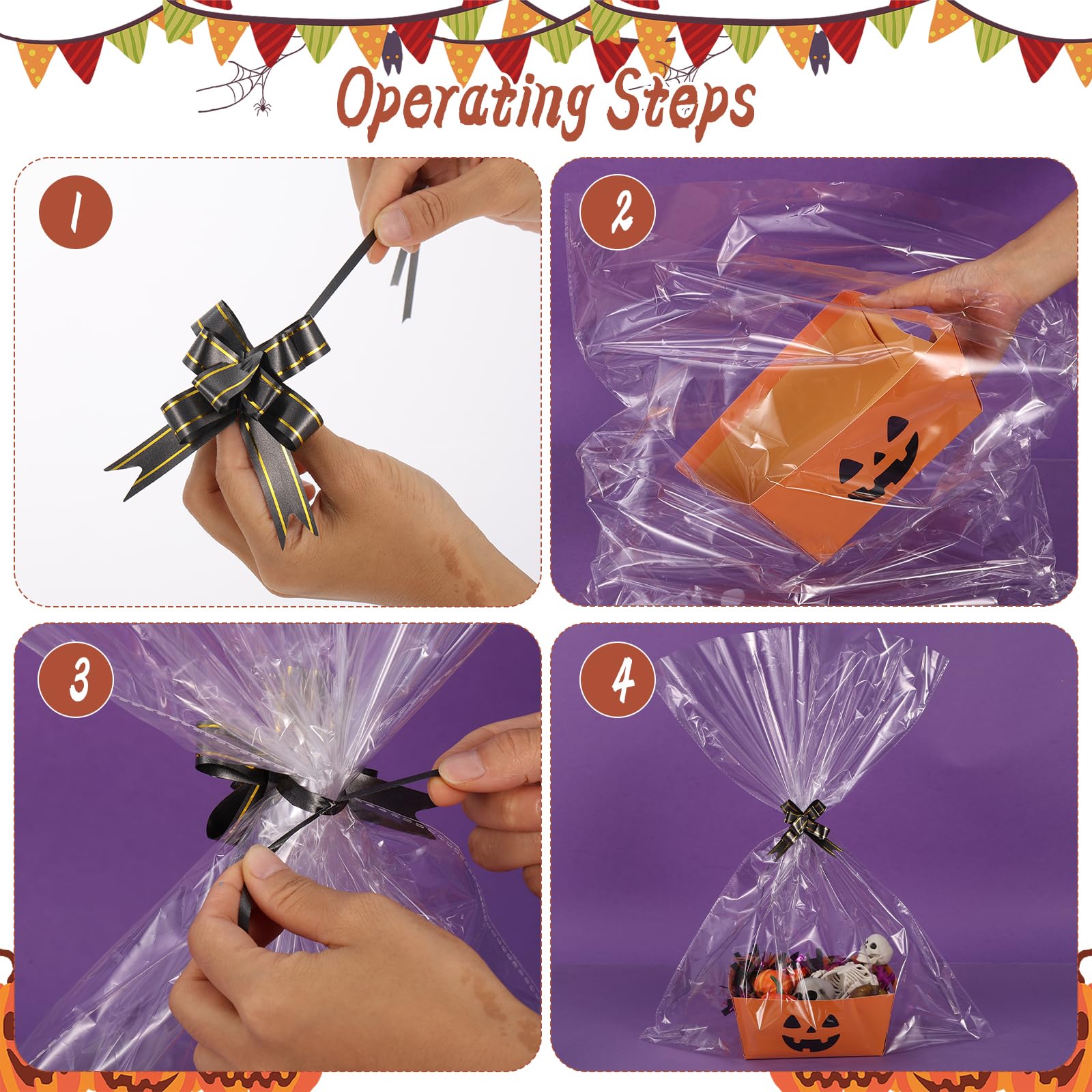 Juego de canastas de Halloween Boo, 7 x 9 pulgadas, cestas de calabaza para