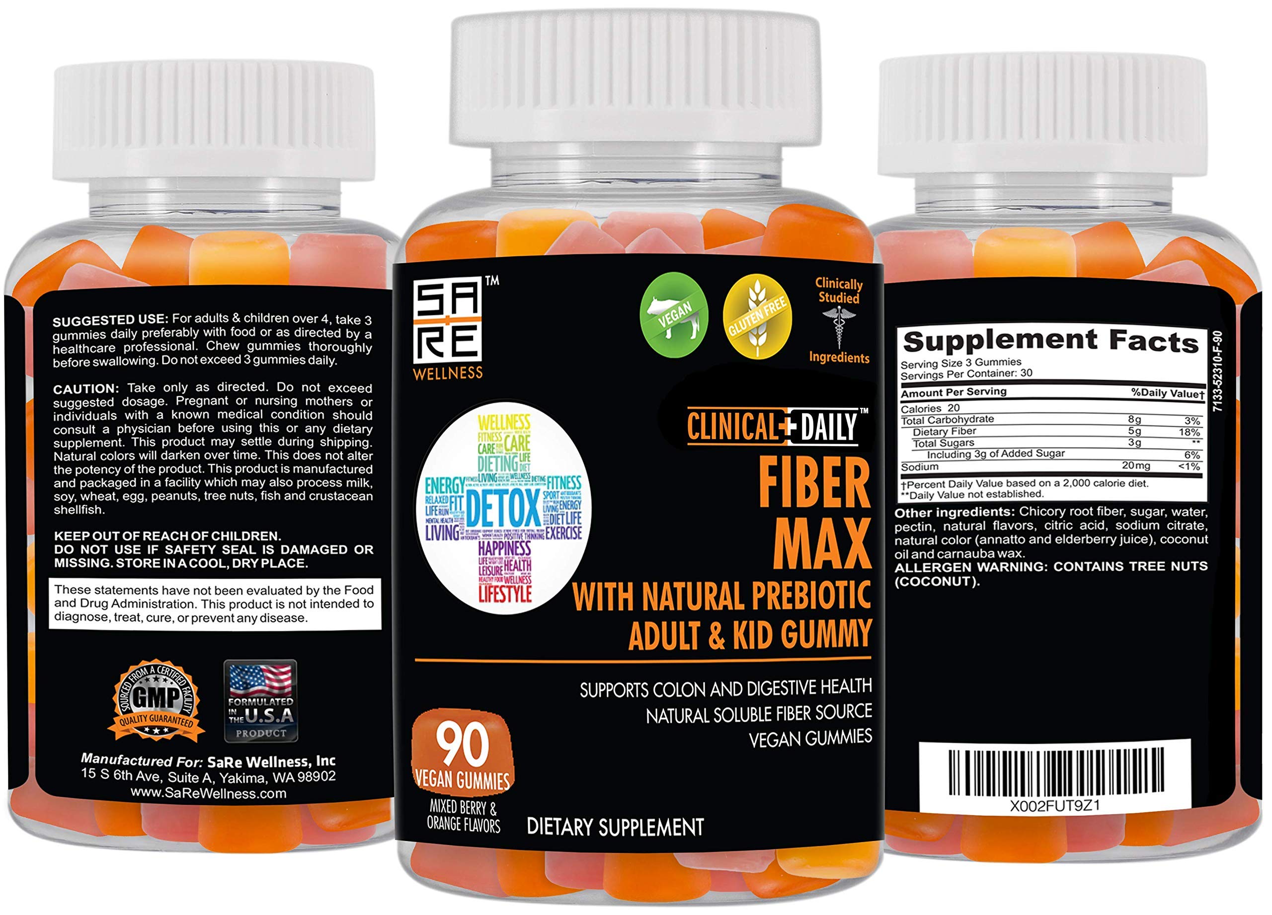 CLINICAL DAILY Fiber Max, Vegan High Fiber Gummies for Adults & Kids