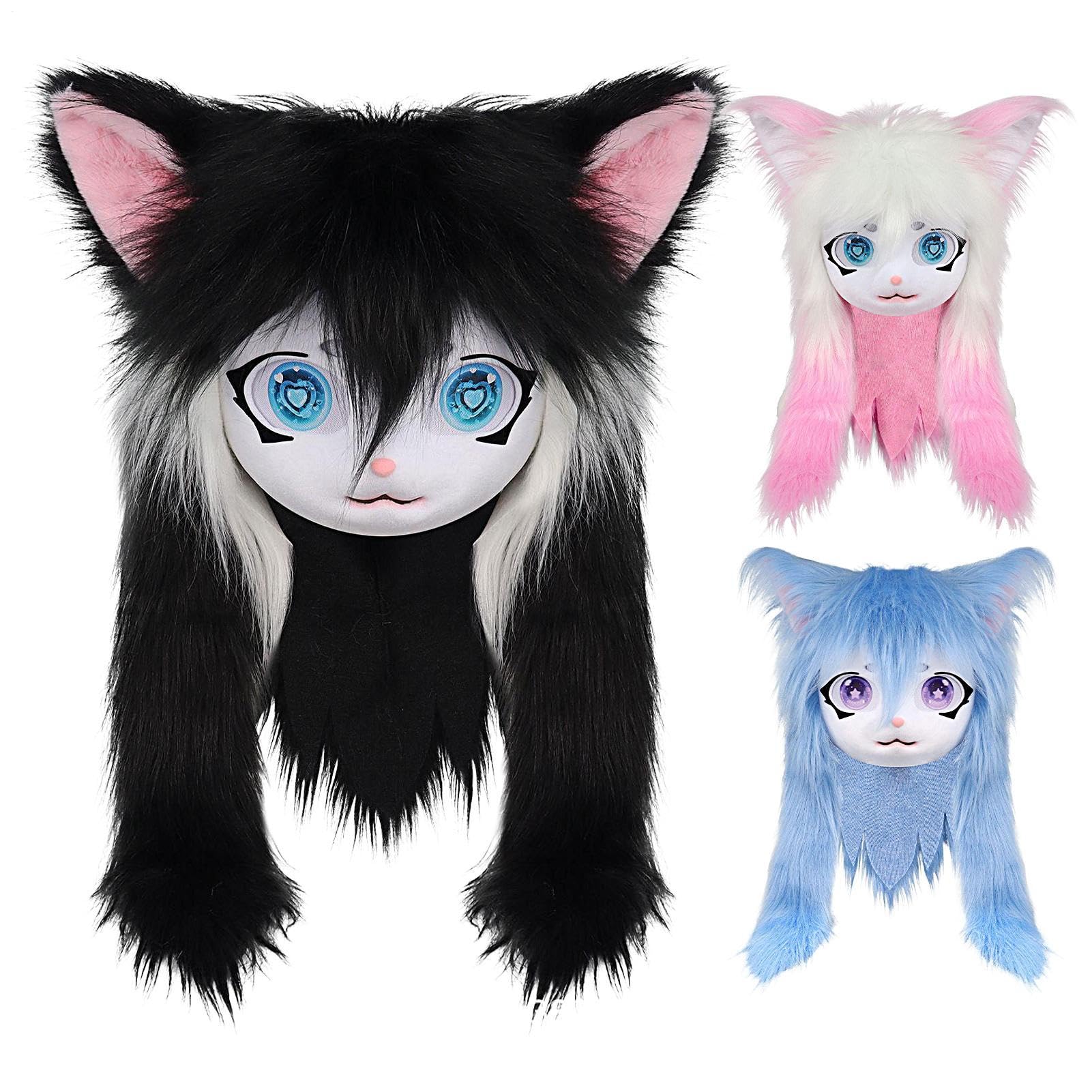 Maschera Pelosa Copricapo Peluche Realistico Accessorio Travestimento | Copricapo Da Animale Per Donne Uomini Masquerade Cosplay Festa Anime Convention Teatro Spettacolo Performance