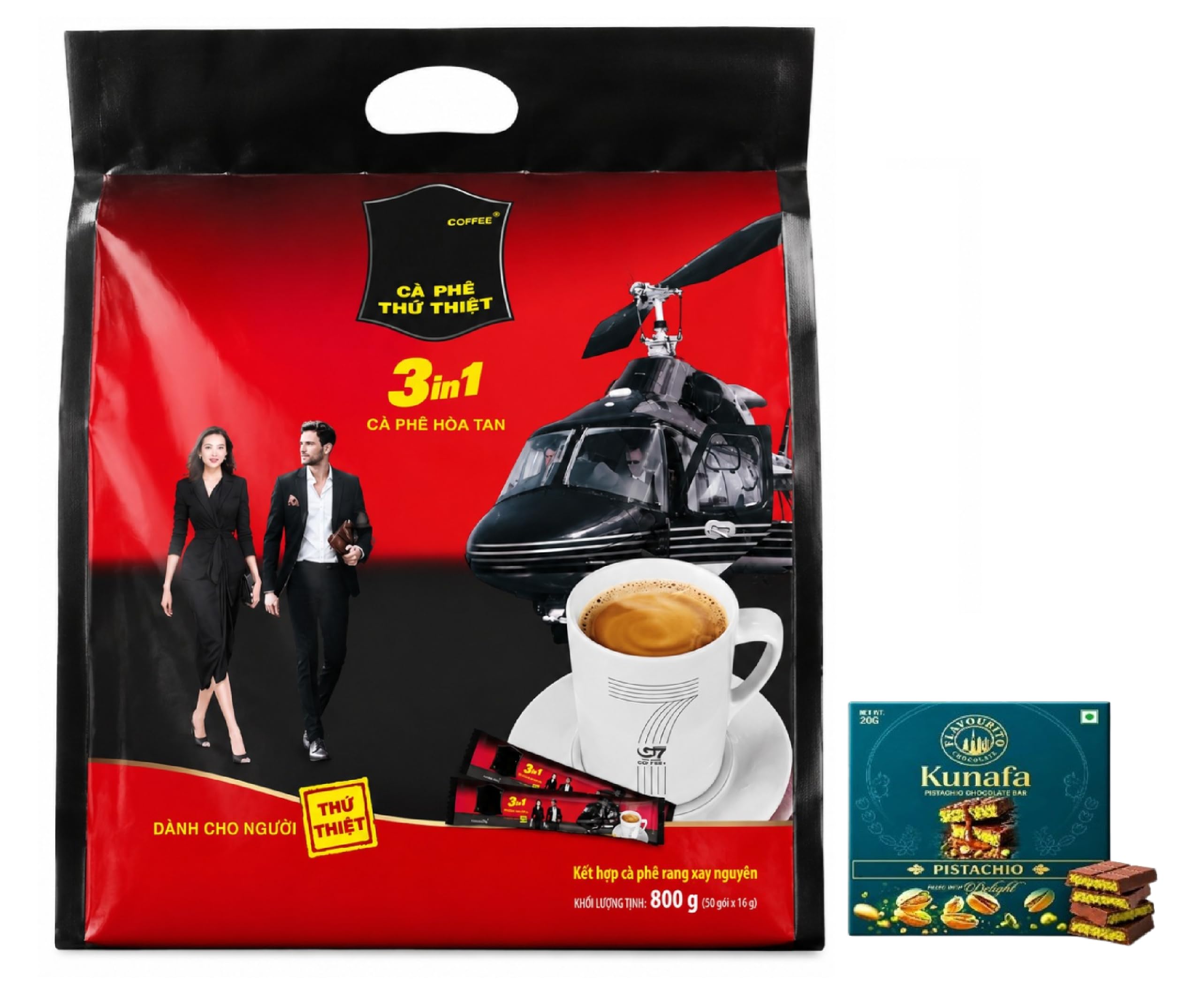G7 3-in-1 Instant Coffee Mix Rich & Creamy Vietnamese-Style Coffee, 800g (50 Sachets × 16g Each),Get Free Flavourito Kunafa Pistachio Chocolate Bar, 20g By Decadent Foods(Imported-Vietnam)-picture-19