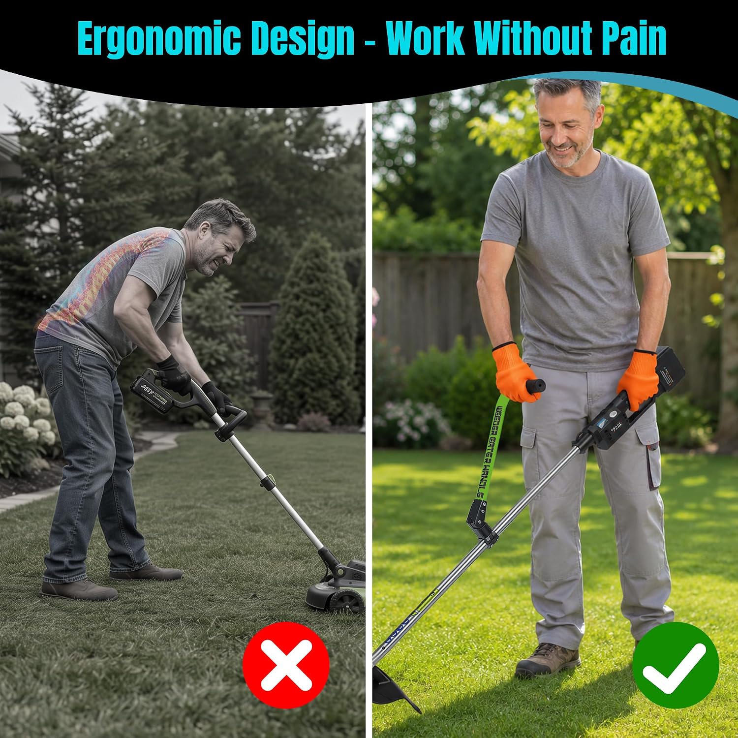 Weed Eater Handle, String Trimmers Handle with Gloves, Trimmer Grip Extension for Enhanced Back Protection, Lawn Trimmer Handle Grip for Yard Trimming thumbnail