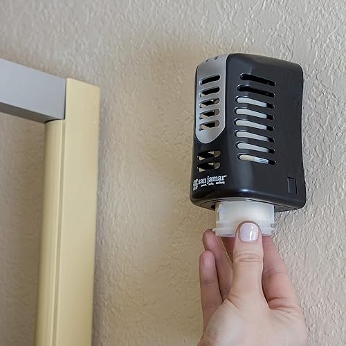 Miniatura 4 de San Jamar WP9070BKSS Arriba - Dispensador de ambientador pasivo Summit con giro comercial, 2.8 x 4.65 x 2.79 pulgadas, negroinoxidable