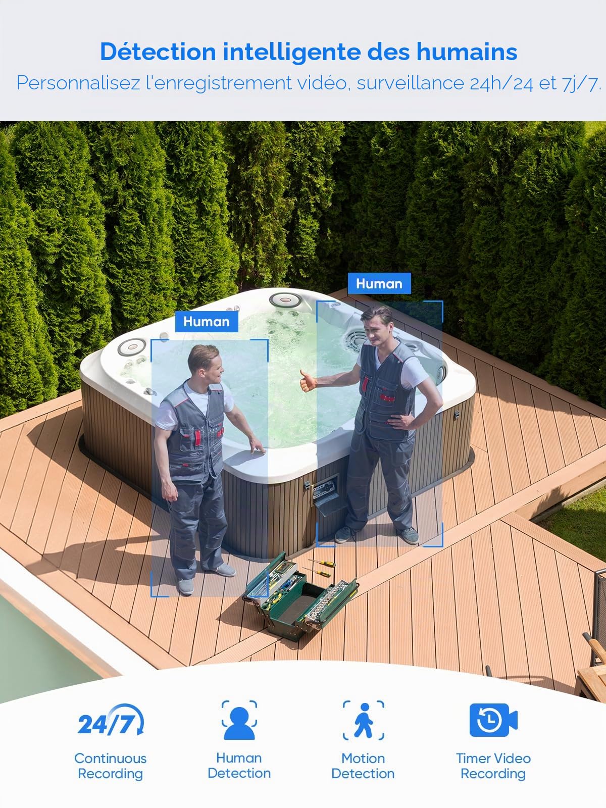 SANNCE Système de Caméras de Surveillance sans Fil 16CH CCTV, 4 Caméras 4K Extérieures pour la Maison avec Enregistreur NVR 8MP 16 Canaux, sans Disque Dur