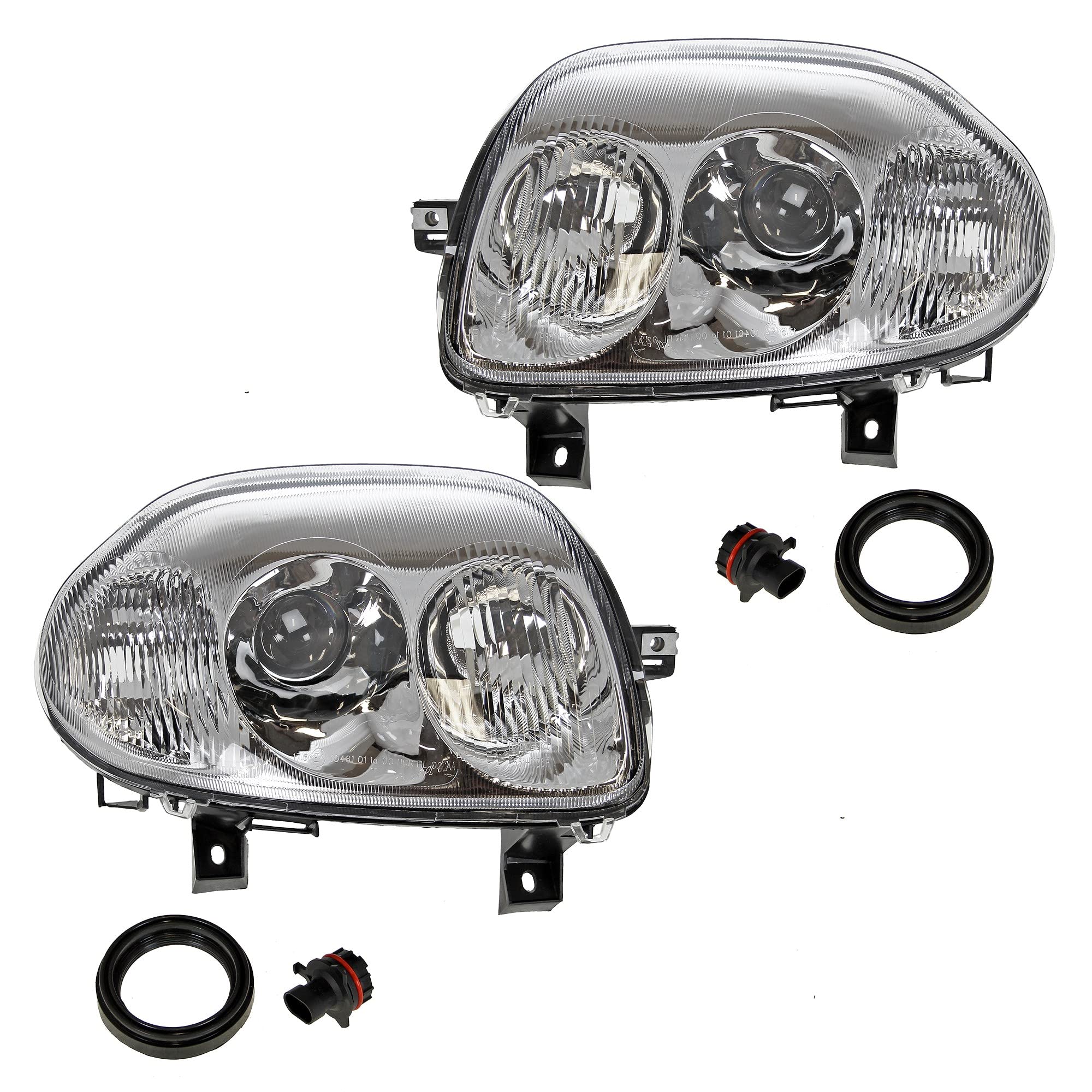 BESTPRICE 2x fari principali anteriori sinistro + destro H7 / HB3 senza servomotore, compatibili con RENAULT CLIO II (BB_, CB_)