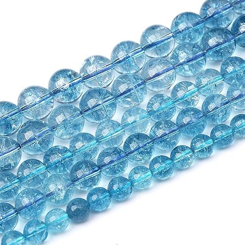 Miniatura 3 de 61 cuentas sueltas redondas de cuarzo de cristal de topacio azul de 0.236 in para hacer joyas, pulseras, collares, aretes