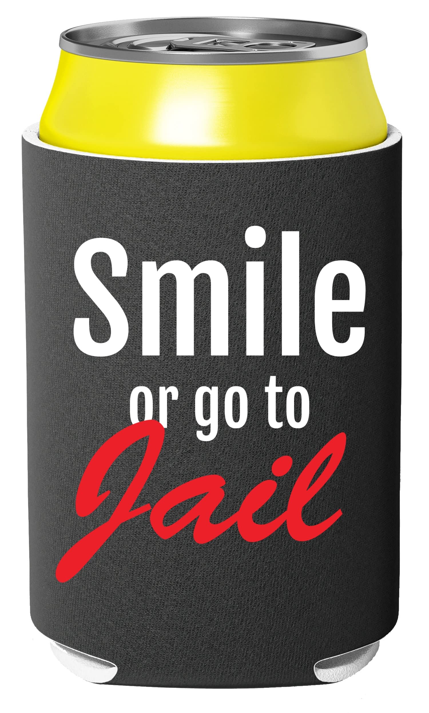 Hippowarehouse Smile Or Go to Jail Can Beer Cooler Bottle Can Sleeve