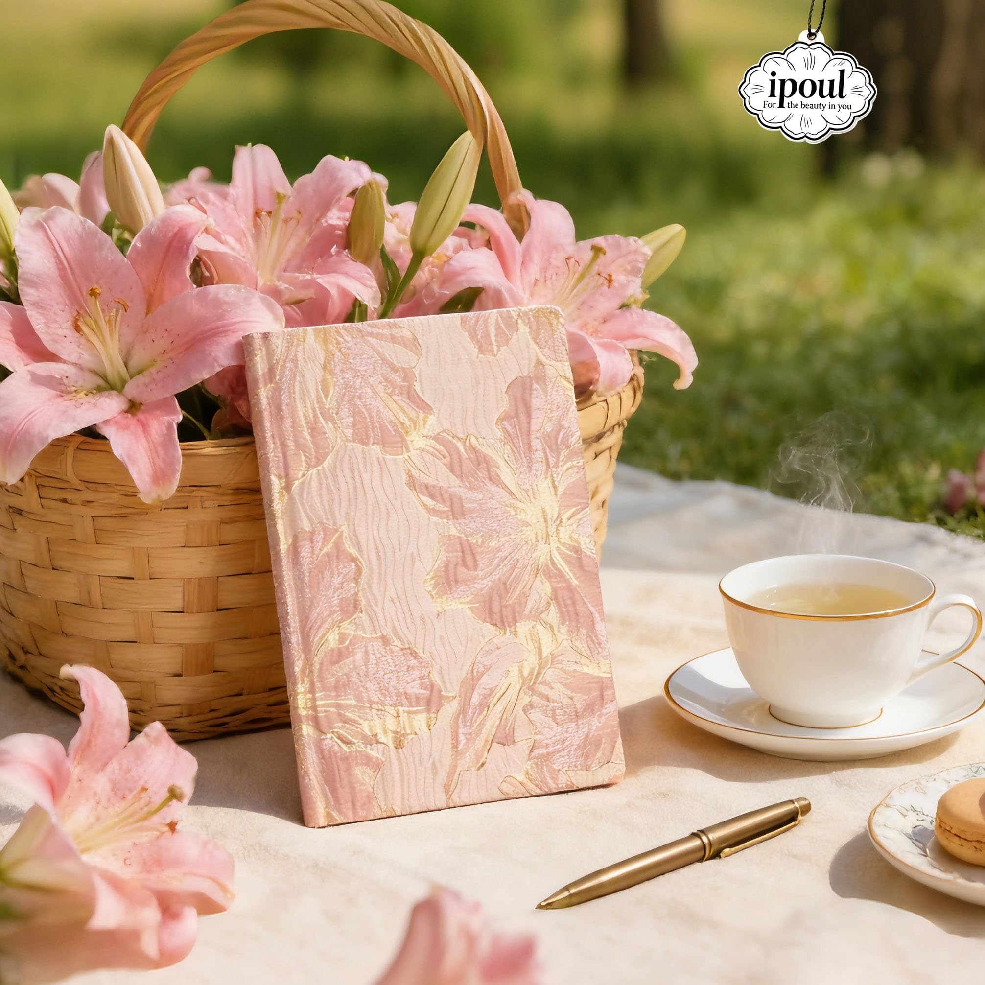 Piękny notatnik w linie, A5 Lily Pink