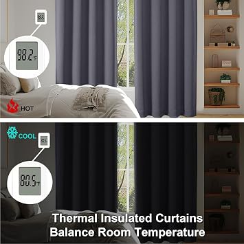 Simplebrand Ava Grey Short 36 Inches Blackout Curtain 2 Panels Set, Half Window Rod Pocket Privacy Curtain Tiers for Kitchen, Curtains Blackout for Bathroom Shades, W40 x L36 Inch, Grey