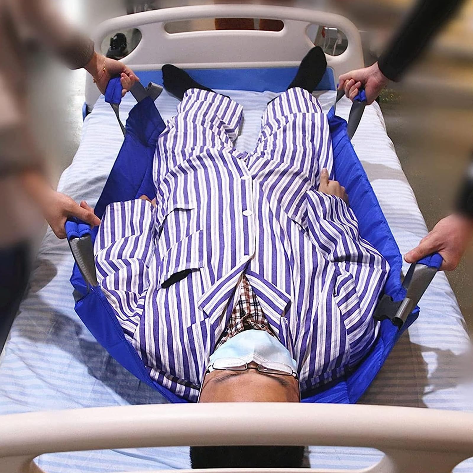 Almohadilla De Cama De Transferencia De Posicionamiento, Sábana De Transferencia De Pacientes De 41''X 28'', Capacidad De Carga De 100 Kg, 4 Asas Reforzadas Fácil De Transferir, Liviana Y Plegable, pa