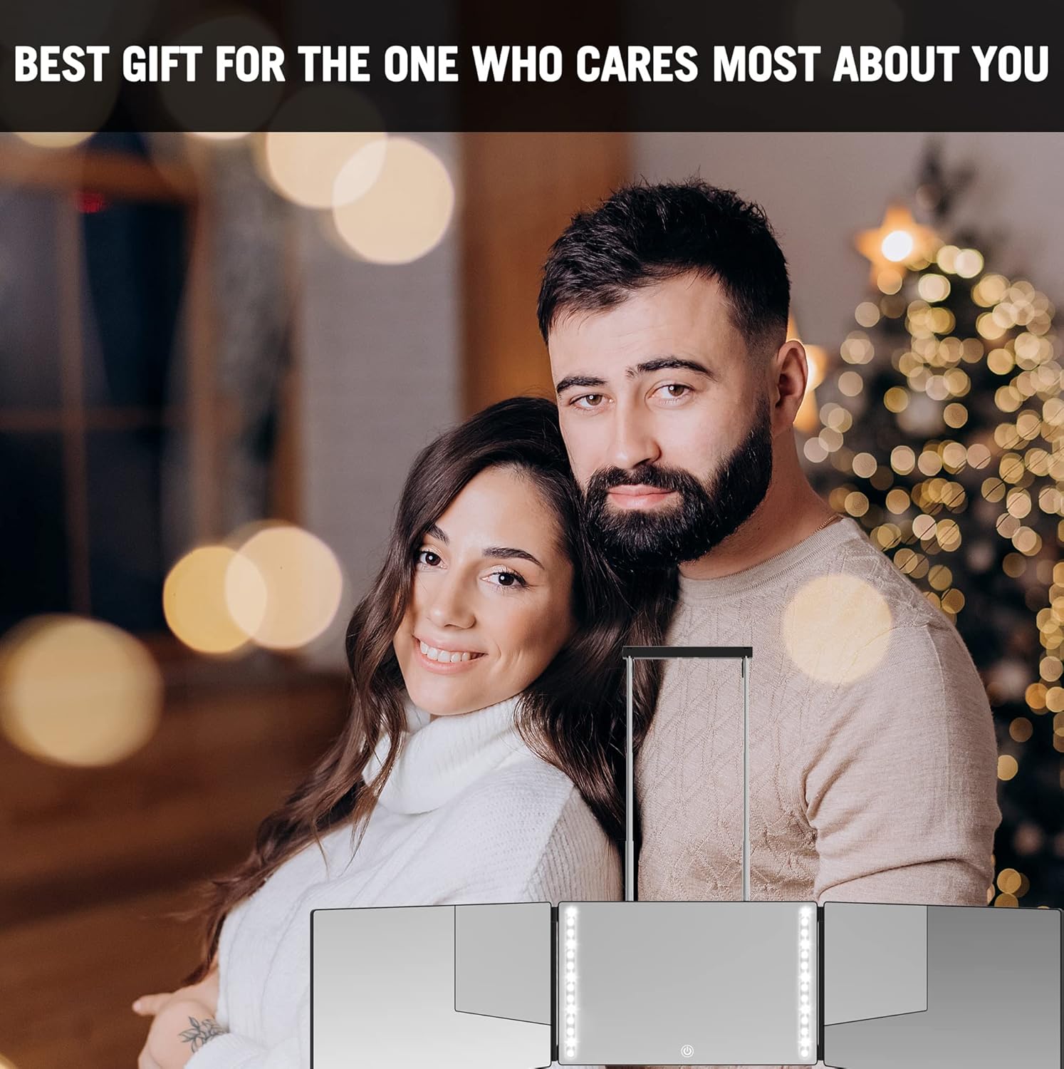 3 Way Mirror for Hair Cutting - 360° Self Haircut Mirror for Men with Lights, Rechargeable Three Sided Trifold Barber Mirror Self Cut with Height Adjustable Telescoping Hooks, for Haircuts, Shaving : Beauty & Personal Care