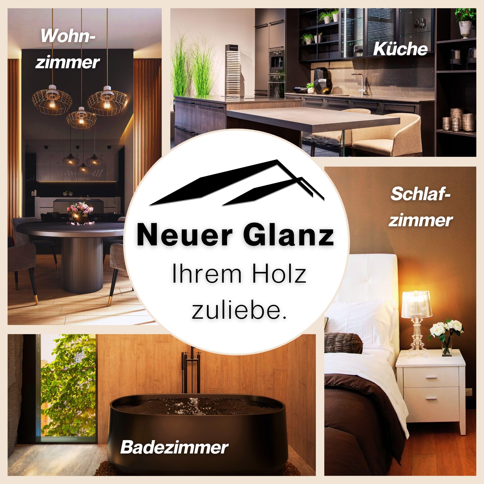 TIMBERINO Pflegeset Neupol Dunkel Classic Holzöl [500ml] Pflegeöl für Holzmöbel Innen Holz Öl mehr pigmentiert Echtholz Furnier [Holzöl+Öltuch+Pinsel+Handschuh] Möbelpolitur Holz