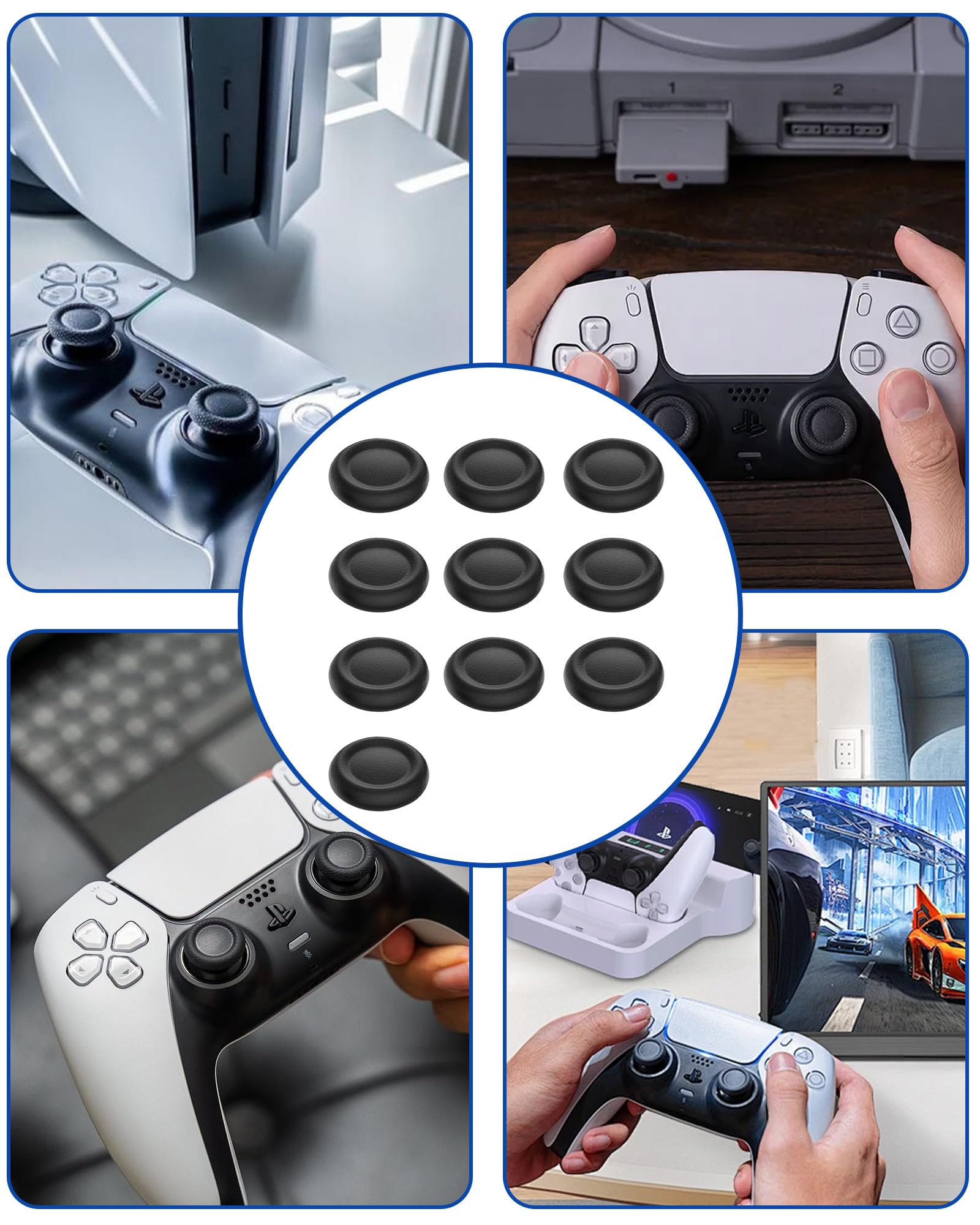 gommini joystick PS5 zestaw 10 sztuk, łatwe w instalacji, czarne, chroniące joysticki, szeroka kompatybilność, kompatybilne z kontrolerami PS4/PS5/PS5 Edge.