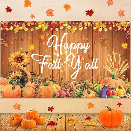 Happy Fall Party Decorations Banner