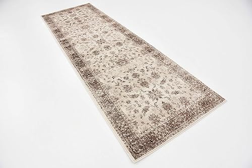 Miniatura 3 de Unique Loom Rushmore Collection - Alfombra de área texturizada tono sobre tono blanco con diseño tradicional clásico (3 pies x 9 pies 10 pies, color